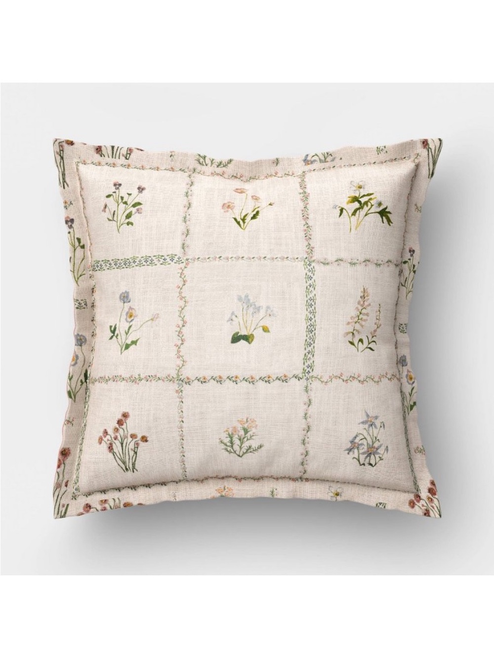 Threshold 18x18 Woven Floral Checkered Throw Pillow